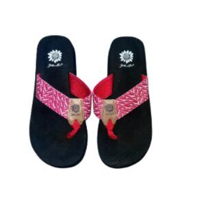 Yellow Box Pink & Black Chevron Flip Flops